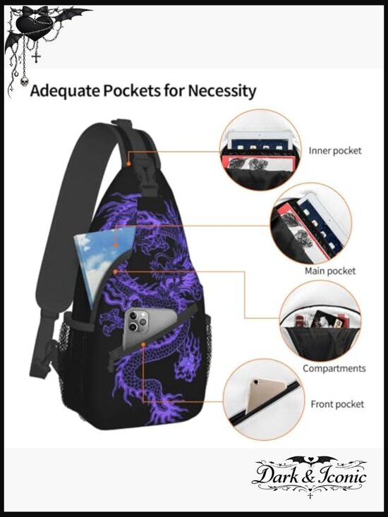 Dragon Casual Daypack Sling Crossbody Bag Adjustable Shoulder Strap